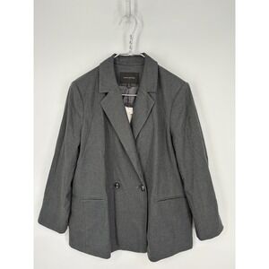 Banana Republic Blazer Womens 14 Petite Gray Double Breasted New Career Office